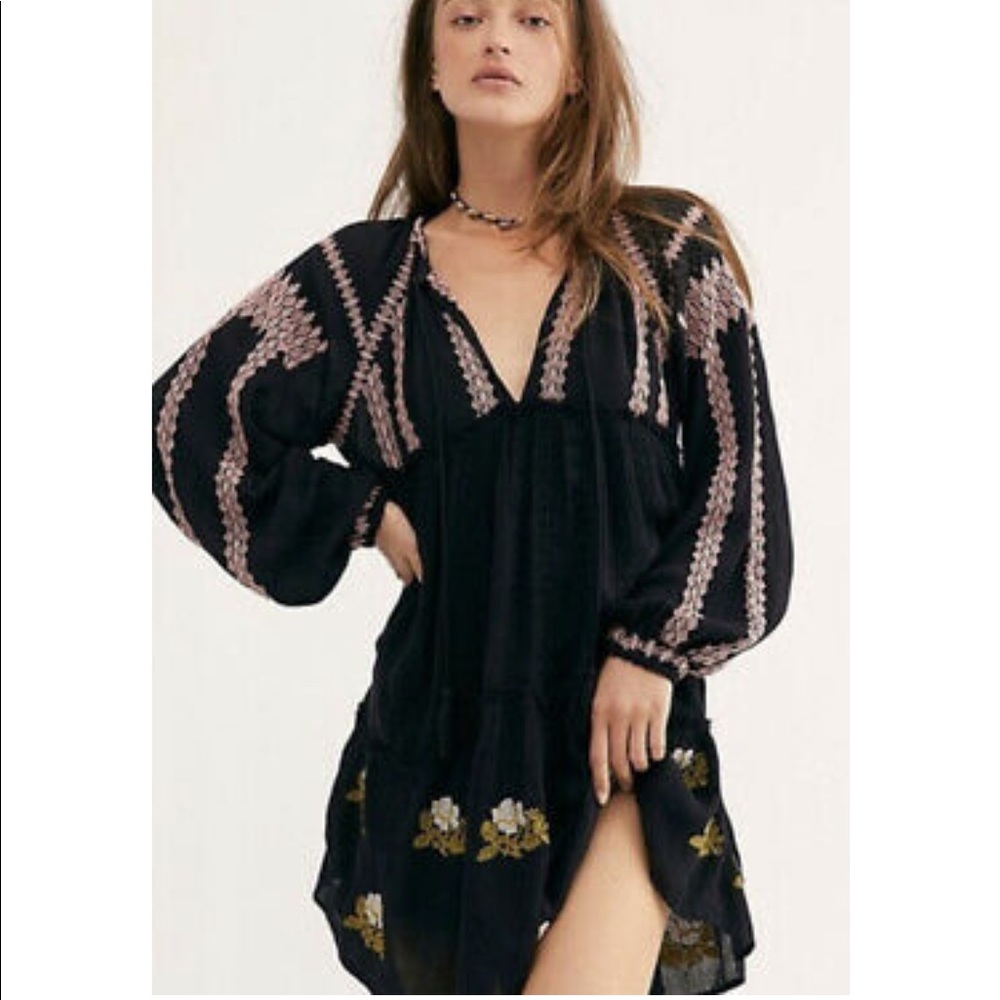 ❌SOLD Free People Wild Horses black embroidered dress